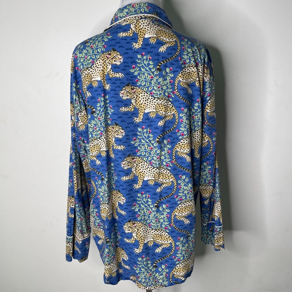 Printfresh Blue Leopard Pajama Top L